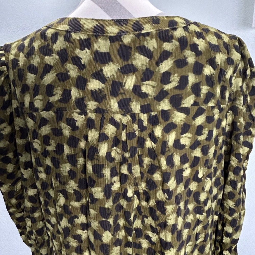 Pomander Place Olive‎ Green Black Leopard Tiered V-Neck Mini Dress XL Y24667UFWT - Picture 6 of 10
